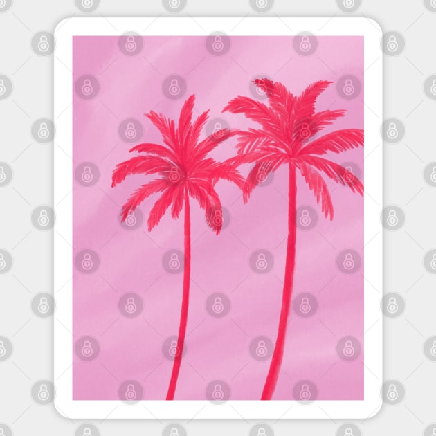 Pink Palm Trees Summer Tropical Aesthetic Sticker by Trippycollage